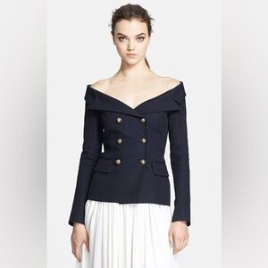 Faith Connexion Serge Sailor Blazer Size 38 6 Navy Blue Off The Shoulder Merino
